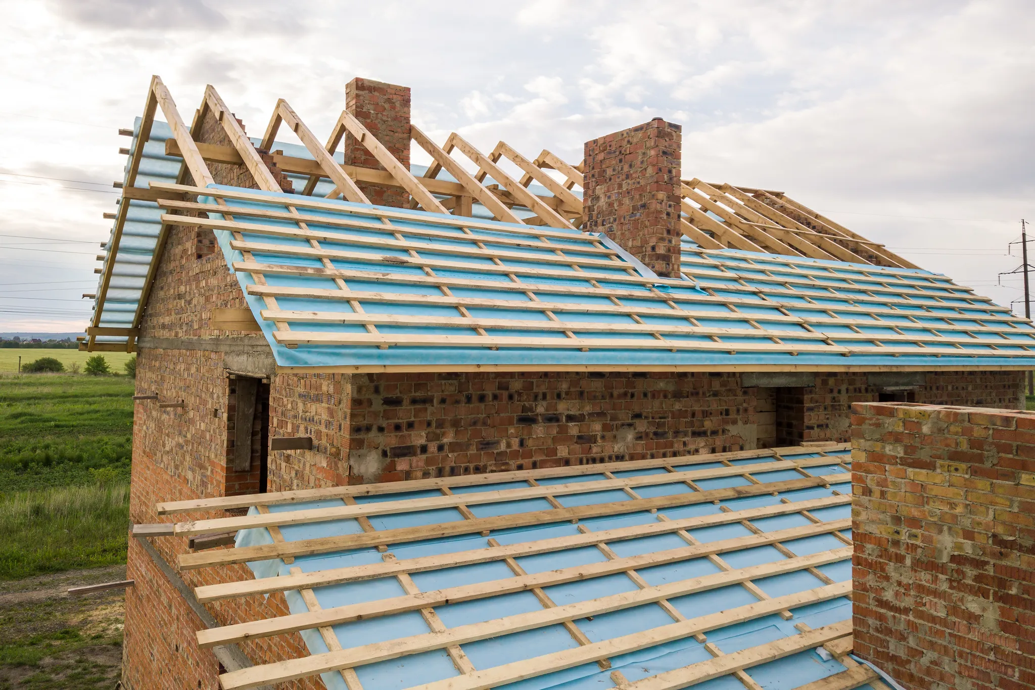 New roof installation under construction